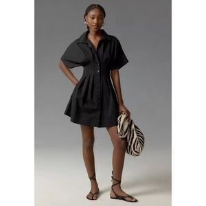 Anthropologie | Dresses | Anthropologie Exquise The Tobie Buttonfront  Pleated Shirt Dress Mini Edition | Poshmark
